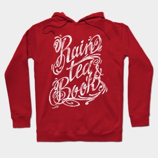 Rain, Tea & Books WHITE INK Hoodie